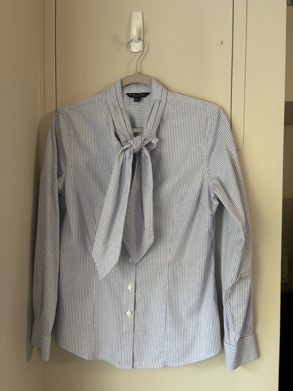 Striped Tie-Neck Blouse Brooks Brothers 4